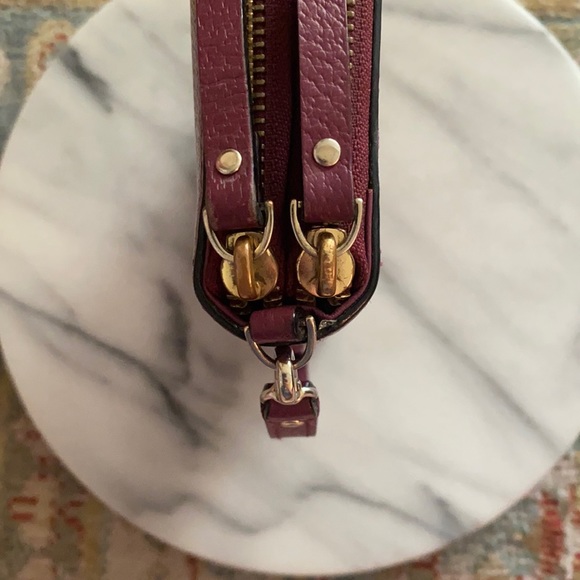 Kate Spade NY Double Zipper Leather Wristlet Maroon - Picture 5 of 7